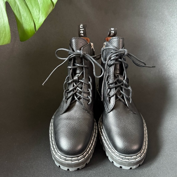 Worn once! Proenza Schouler Black Calf Leather Combat Laceup Boots EU 38 / US 8 - Picture 5 of 13